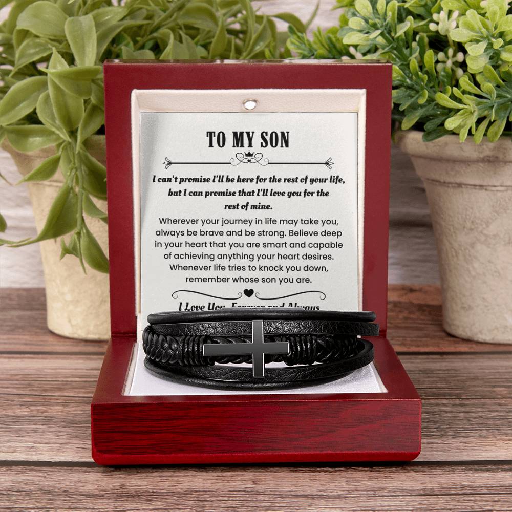 Son Gift – Graduation, Birthday, Holiday – Men’s Cross Bracelet - Personalize Memories