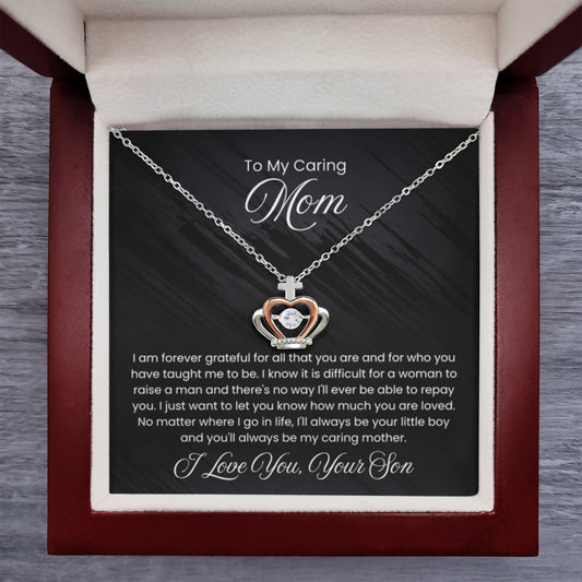 To My Caring Mom - I am forever grateful - Crown Pendant Necklace - Personalize Memories