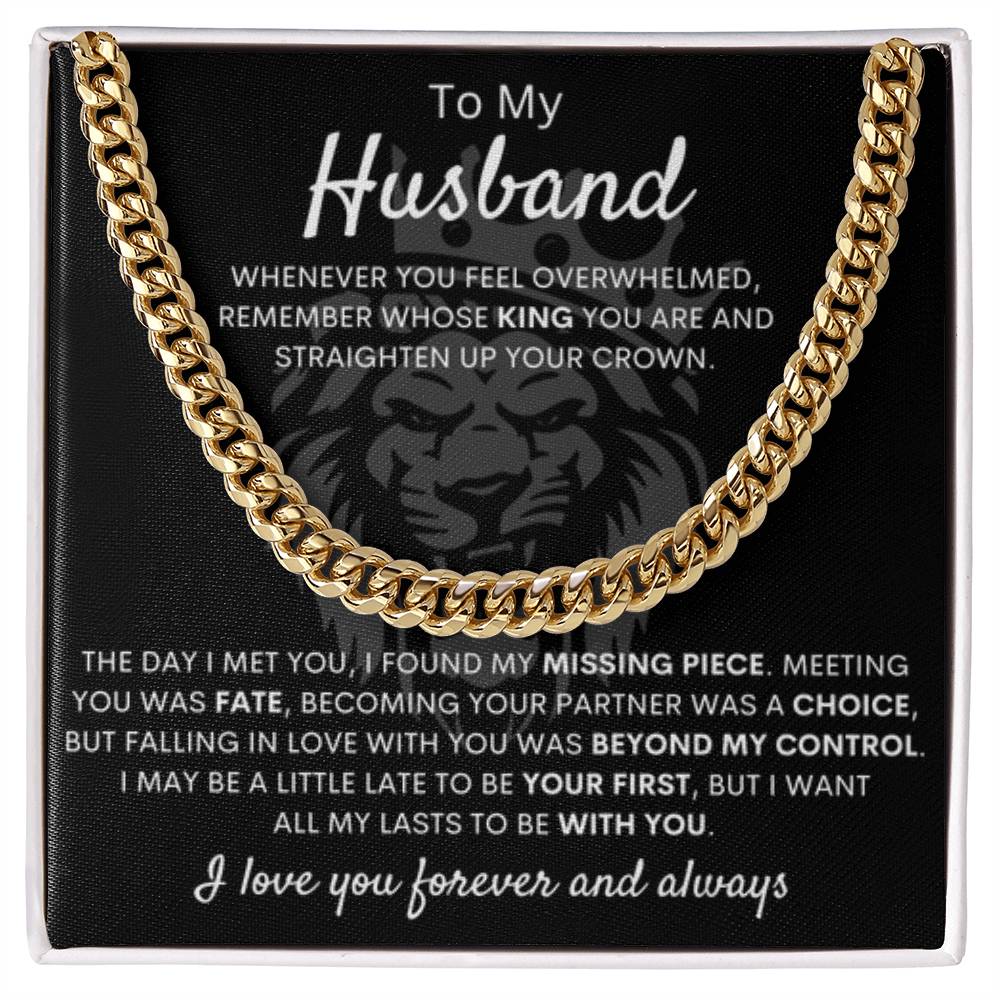 To My Husband – Cuban Link Chain – Wife to Husband Anniversary, Christmas & Birthday Gift