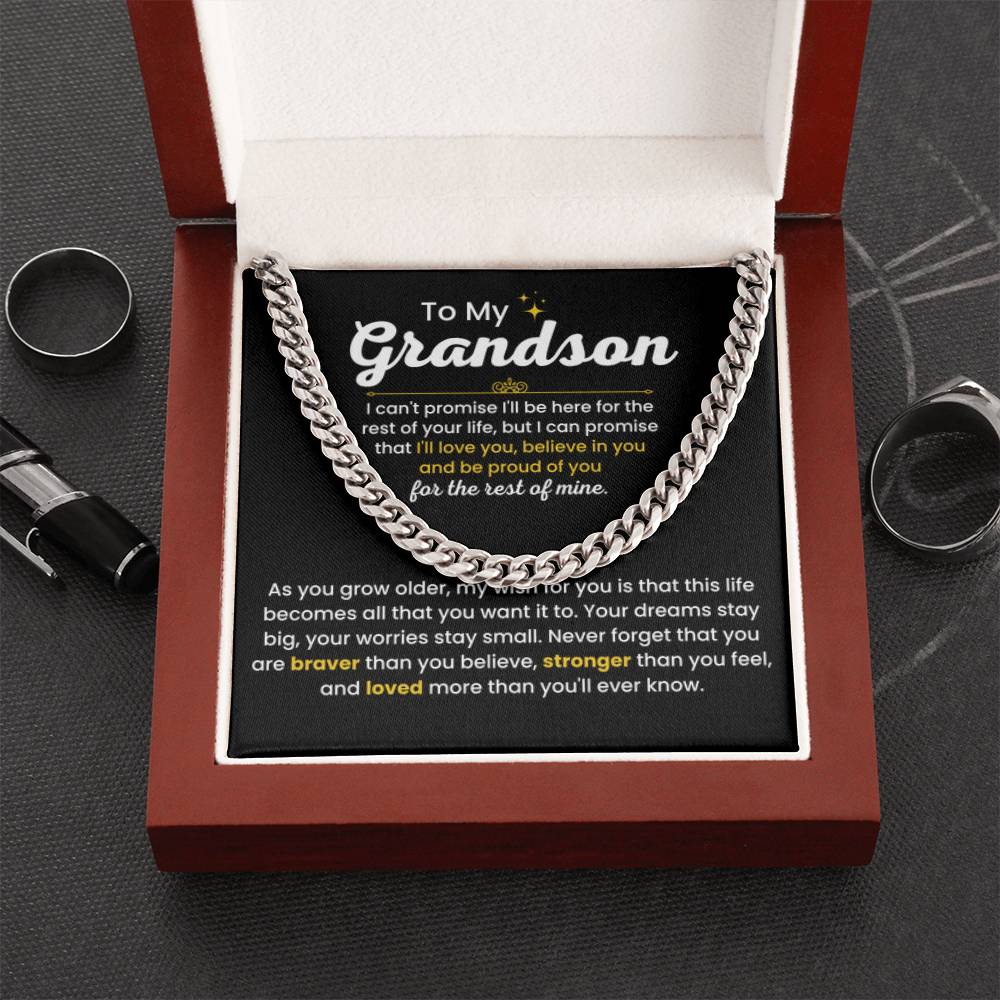 To My Grandson - I Believe in you - Chain Link Chain from Grandparents - Personalize Memories
