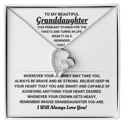 To My Granddaughter Necklace – Graduation & Birthday Jewelry Gift for Granddaughter – Forever Love Necklace - Personalize Memories