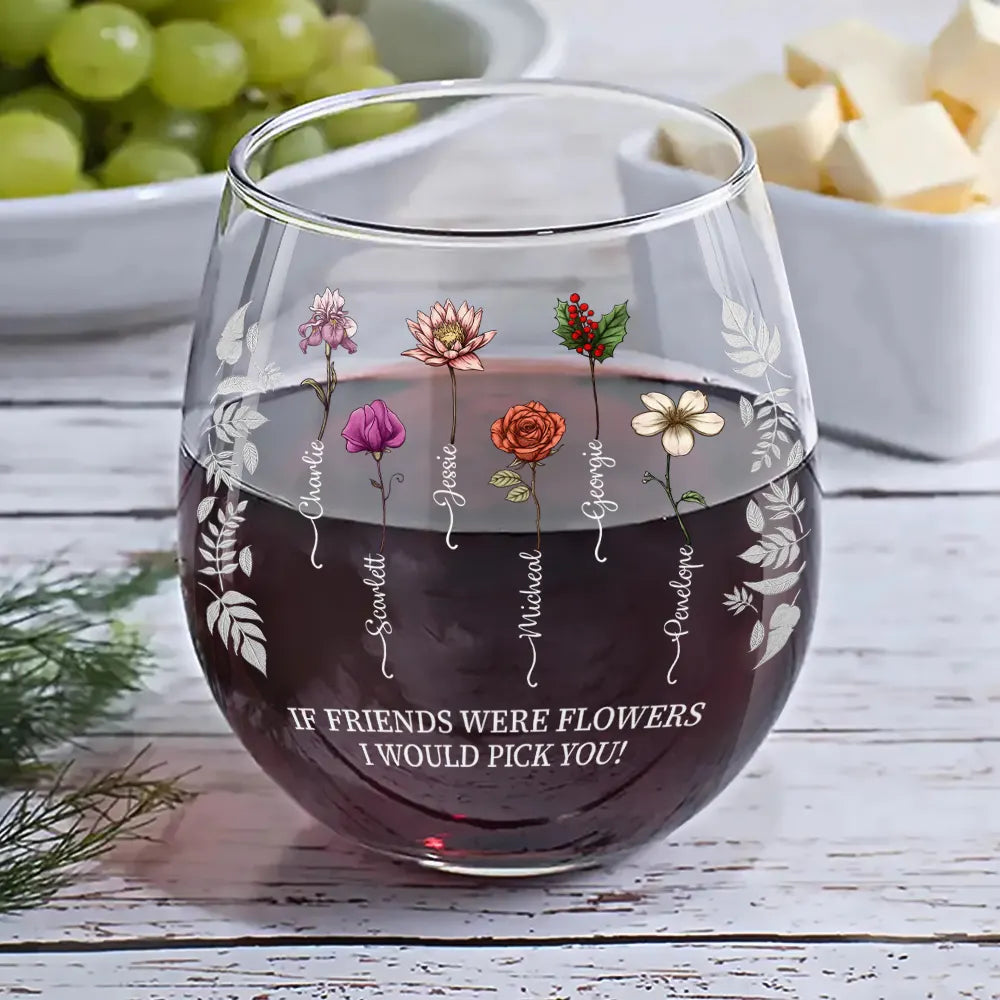 Grow An Old Friend - Birth Flower Personalized Stemless Wine Glass | Gift for Besties - Personalize Memories