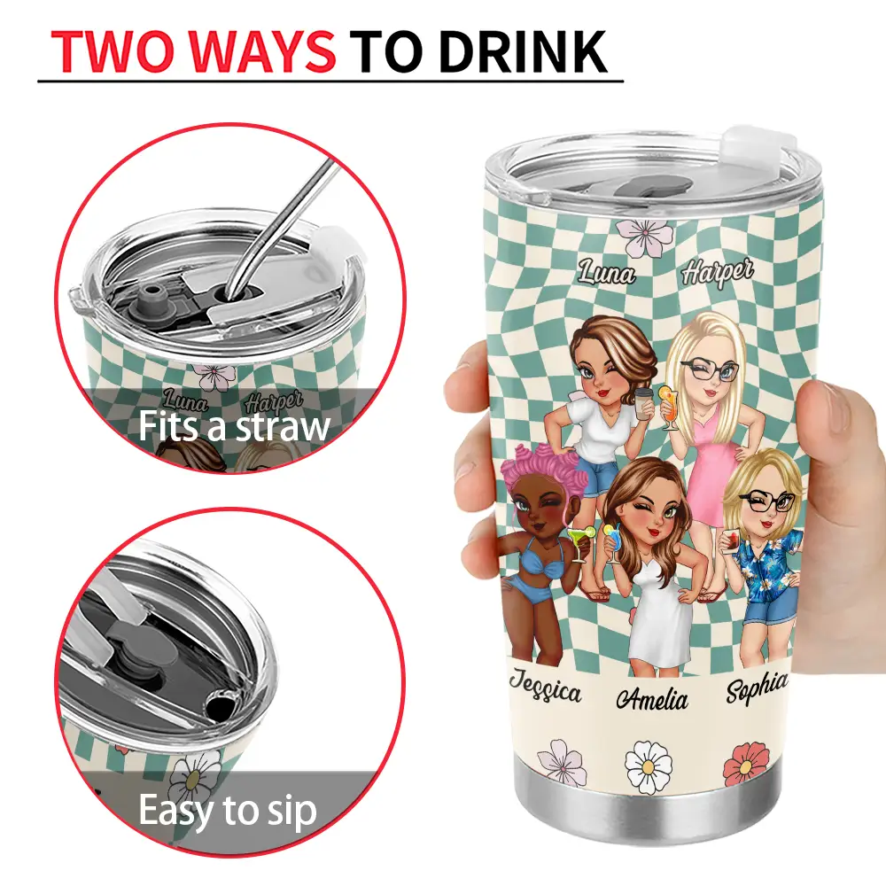 Because Of You I Laugh A Little Harder Women Best Friends - Personalized Tumbler - Gift For Friend - Personalize Memories