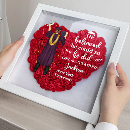 She Believed She Could So She Did - Personalized Flower Shadow Box | Graduation Gift for Friends - Personalize Memories