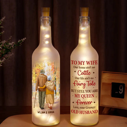 Our Home Ain't No Castle But You Are My Queen - Personalized Bottle Light | Gift for Wife - Personalize Memories