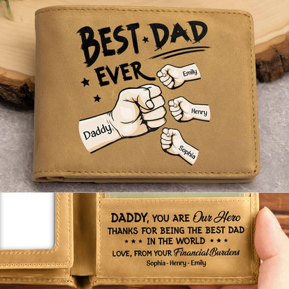 Best Dad Ever - Personalized Leather Wallet - Gift for Dad - Personalize Memories