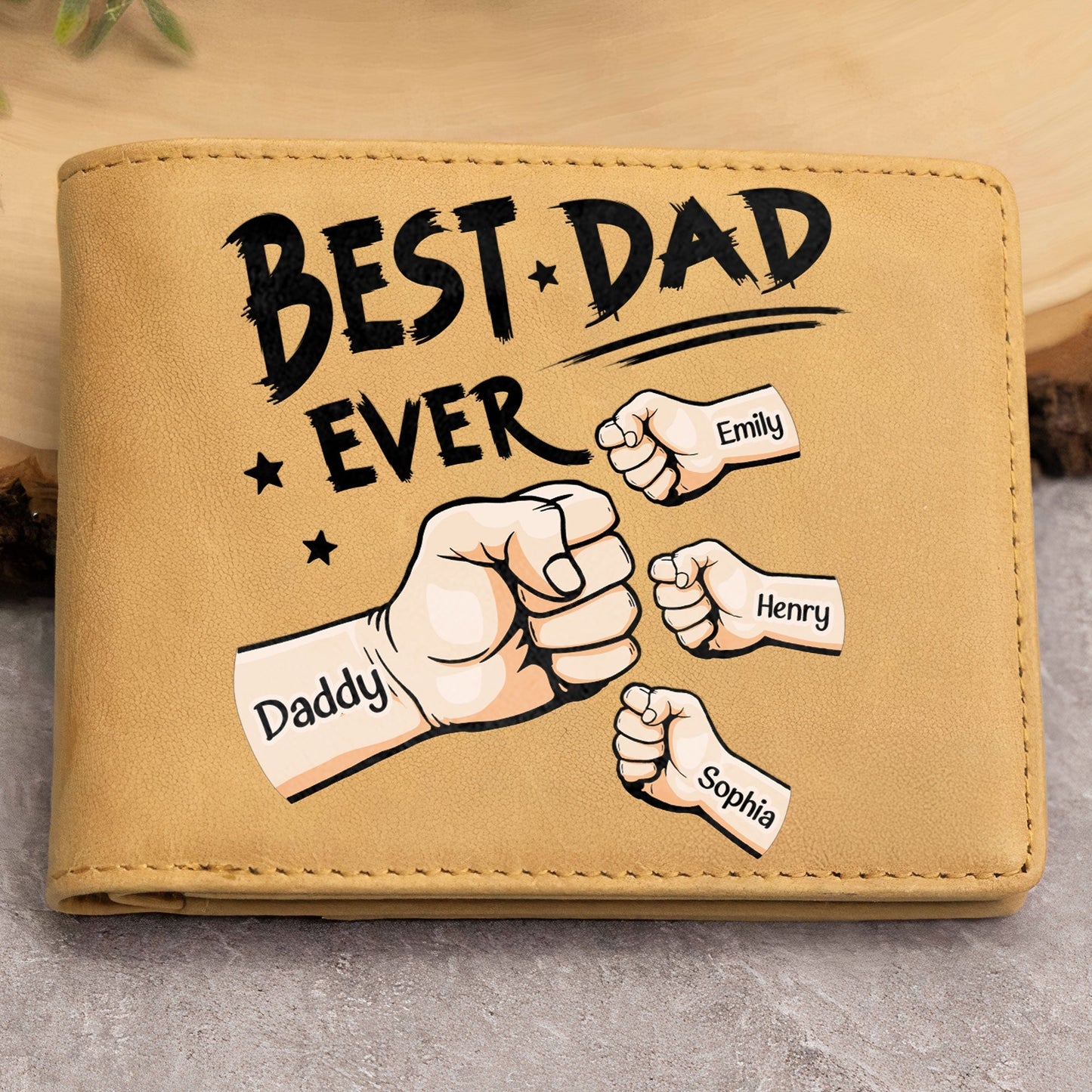 Best Dad Ever - Personalized Leather Wallet - Gift for Dad - Personalize Memories