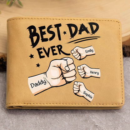Best Dad Ever - Personalized Leather Wallet - Gift for Dad - Personalize Memories