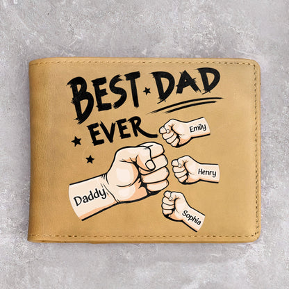 Best Dad Ever - Personalized Leather Wallet - Gift for Dad - Personalize Memories