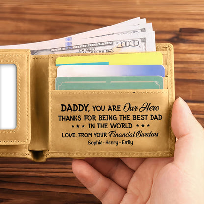 Best Dad Ever - Personalized Leather Wallet - Gift for Dad - Personalize Memories