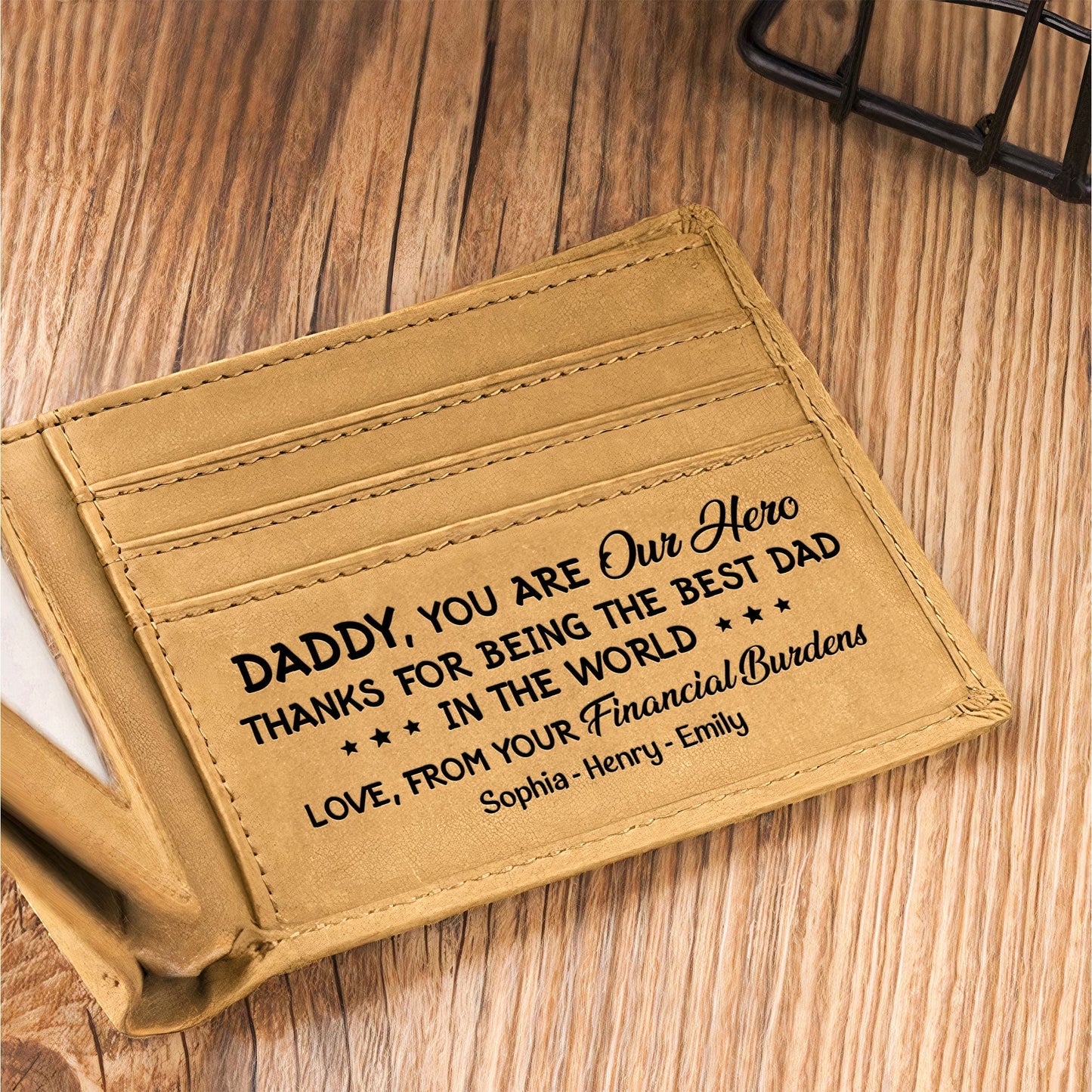 Best Dad Ever - Personalized Leather Wallet - Gift for Dad - Personalize Memories