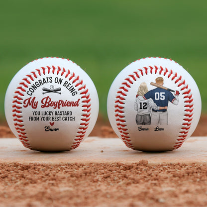 Congrats On Being My Boyfriend From Your Best Catch - Personalized Baseball - Personalize Memories