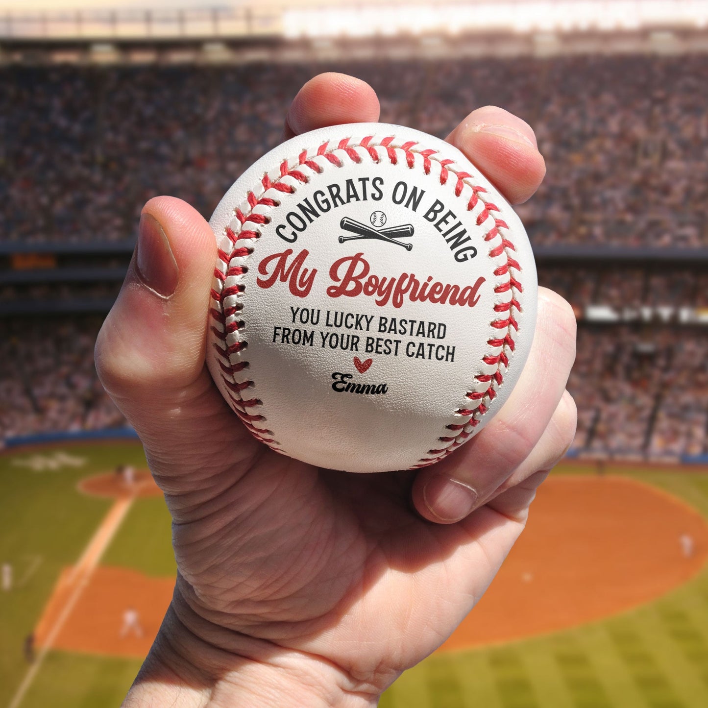 Congrats On Being My Boyfriend From Your Best Catch - Personalized Baseball - Personalize Memories