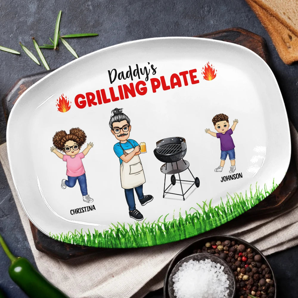 Awesome BBQ Grilling Plate - Personalized Plate | Gift for Dad & Grandpa - Personalize Memories