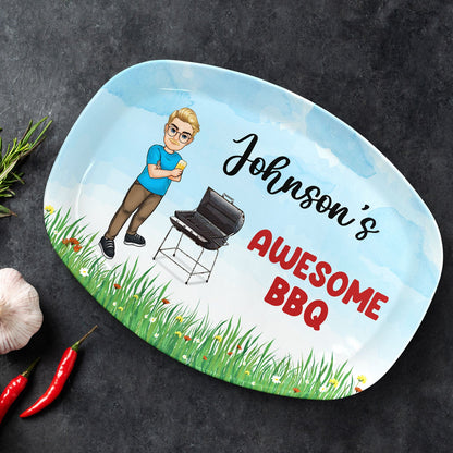 Awesome BBQ Grilling Plate - Personalized Custom Plate | Gift for Men & Grill Masters - Personalize Memories