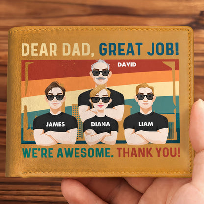 Dear Dad, Great Job We're Awesome - Personalized Leather Wallet | Funny Gift for Dad - Personalize Memories