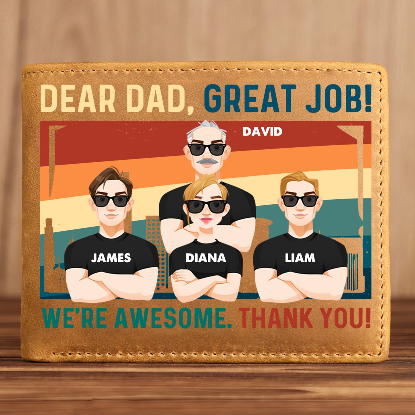 Dear Dad, Great Job We're Awesome - Personalized Leather Wallet | Funny Gift for Dad - Personalize Memories