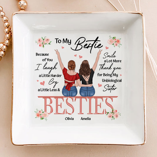 Friendship Gift - Thank You I Laugh More Cry Less - Personalized Jewelry Dish - Personalize Memories