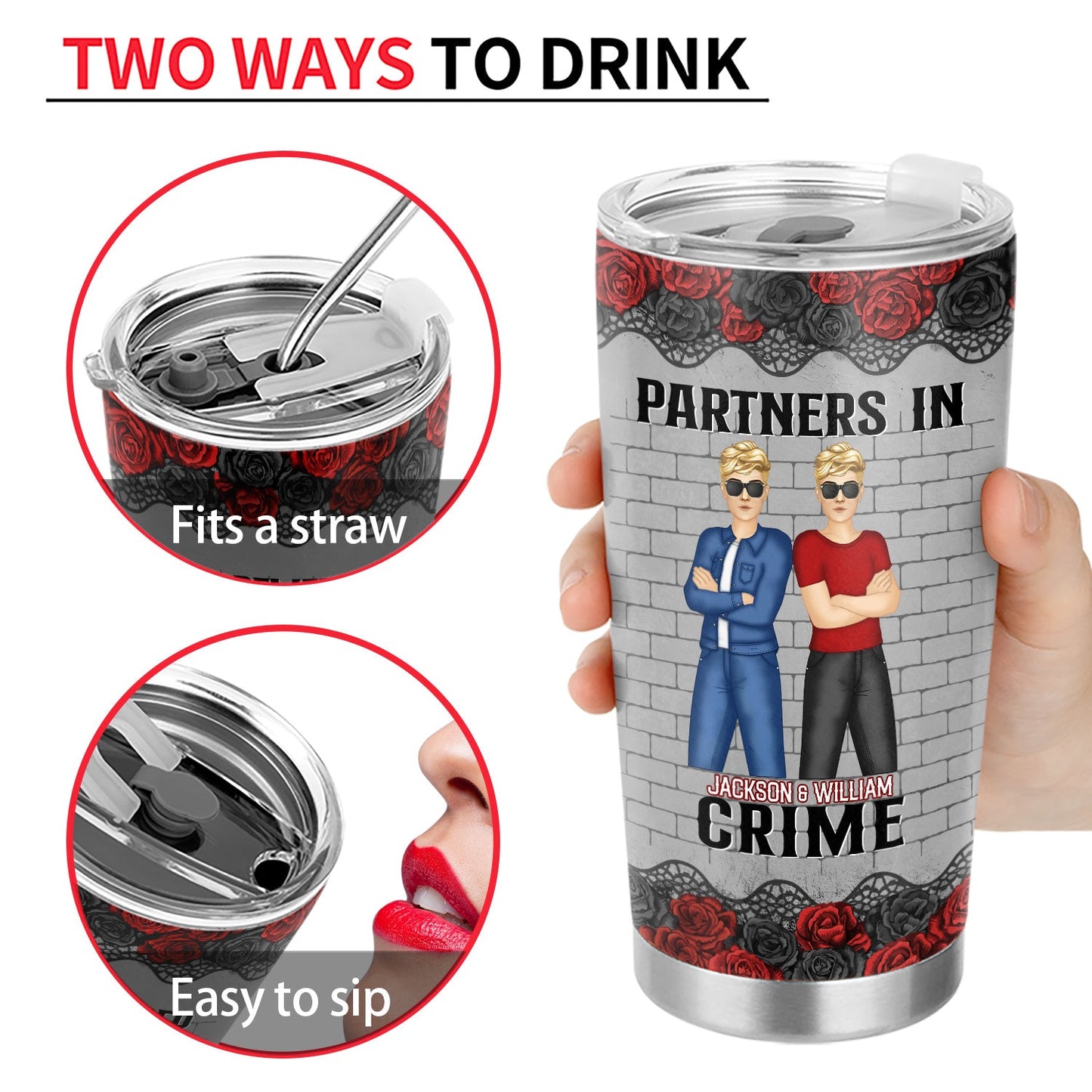 Partners In Crime If We Get Caught - Personalized Tumbler | Funny Gift for Bestie - Personalize Memories