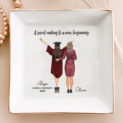 A Sweet Ending To A New Beginning - Personalized Jewelry Dish | Graduation Gift - Personalize Memories