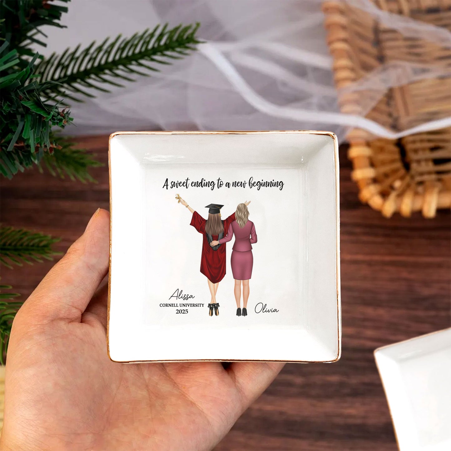 A Sweet Ending To A New Beginning - Personalized Jewelry Dish | Graduation Gift - Personalize Memories