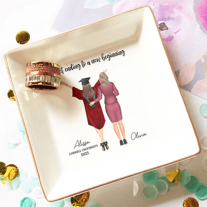A Sweet Ending To A New Beginning - Personalized Jewelry Dish | Graduation Gift - Personalize Memories