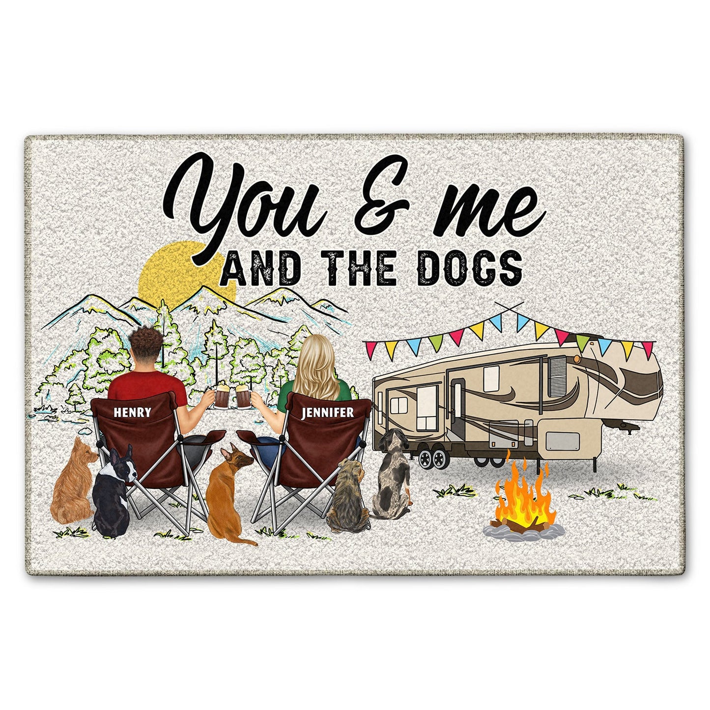 Home Is Where We Park It - Personalized Camping Doormat | Gift for Camping & Dog Lovers - Personalize Memories