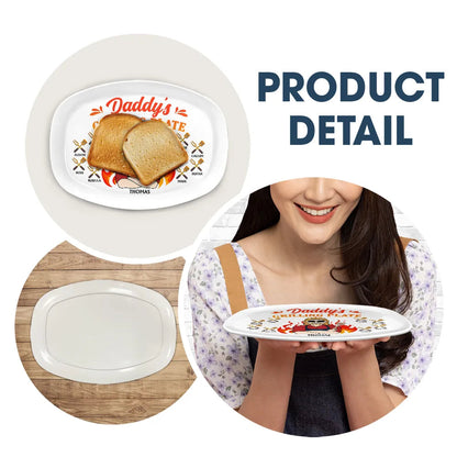 Daddy Grilling Plate Fire Cartoon - Personalized Plate | Funny Gift for Dad - Personalize Memories