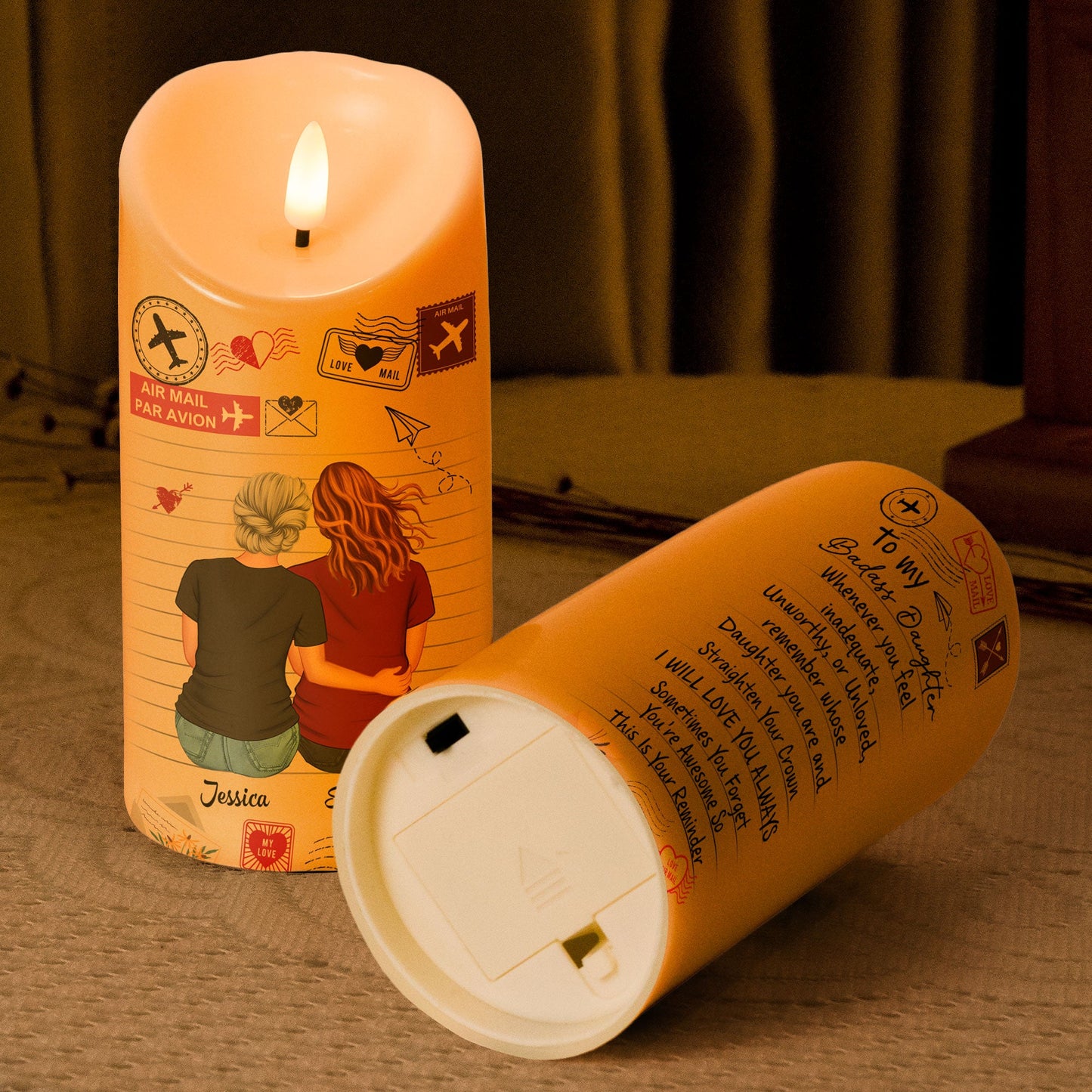 To My Badass Daughter I'll Love You Always - Personalized LED Candle | Gift from Mom - Personalize Memories