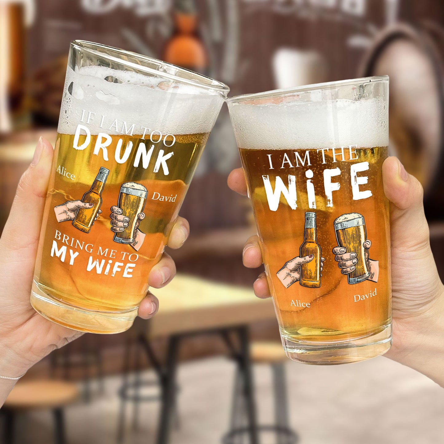 If I Am Too Drunk Bring Me To - Personalized Beer Glass - Gift for Couples - Personalize Memories