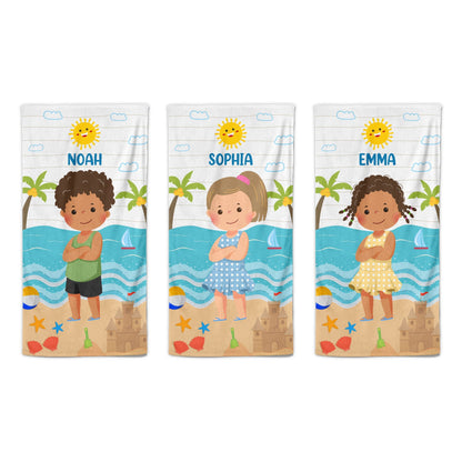 Kid On The Beach - Personalized Beach Towel - Gift for Kids - Personalize Memories