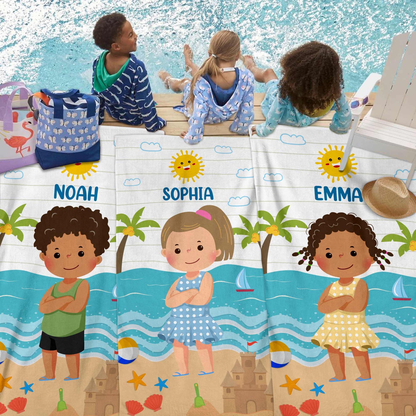 Kid On The Beach - Personalized Beach Towel - Gift for Kids - Personalize Memories