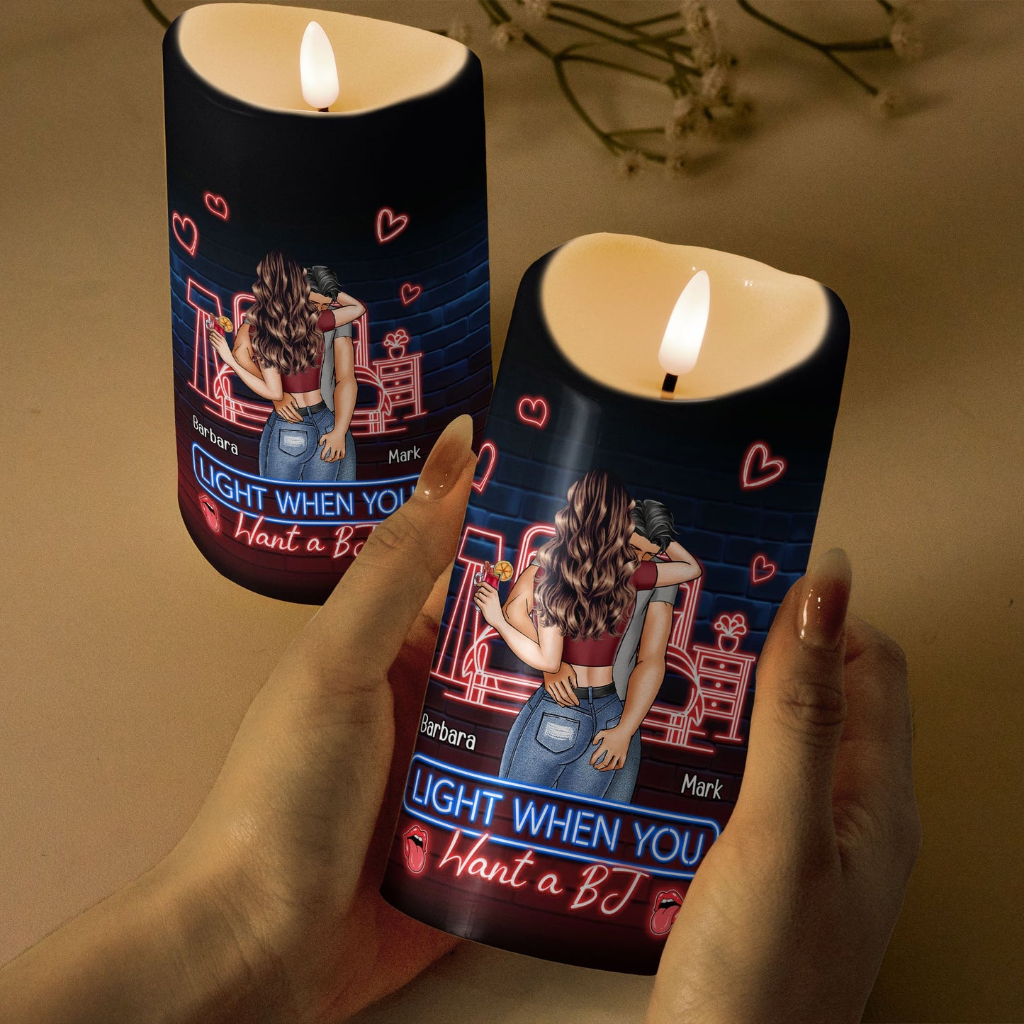 Light Me When You Want A - Personalized LED Candle | Funny Naughty Gift for Couples - Personalize Memories