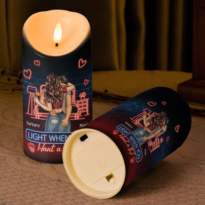 Light Me When You Want A - Personalized LED Candle | Funny Naughty Gift for Couples - Personalize Memories
