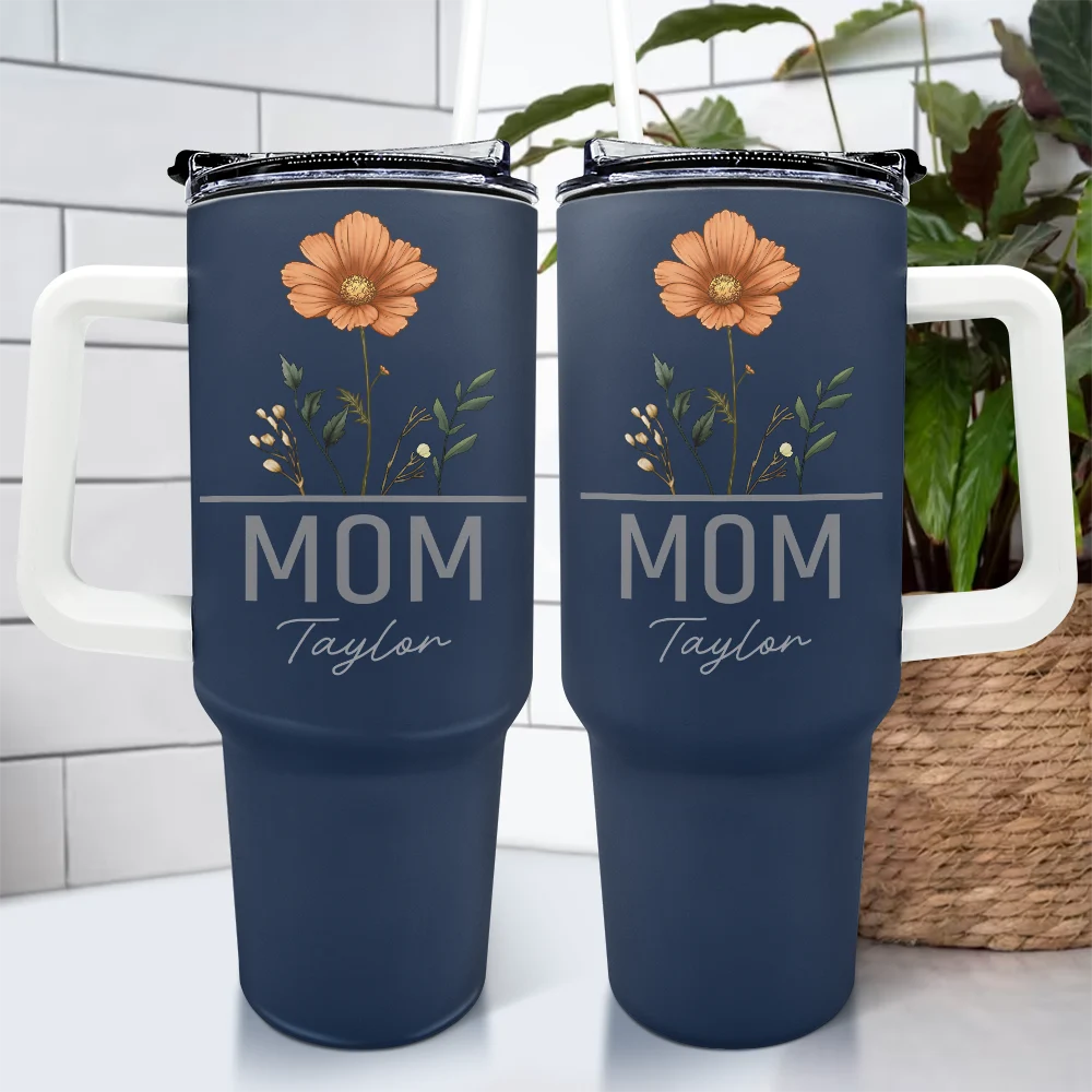 Birth Flowers - Personalized 40oz Tumbler With Straw | Gift for Grandma & Mom - Personalize Memories