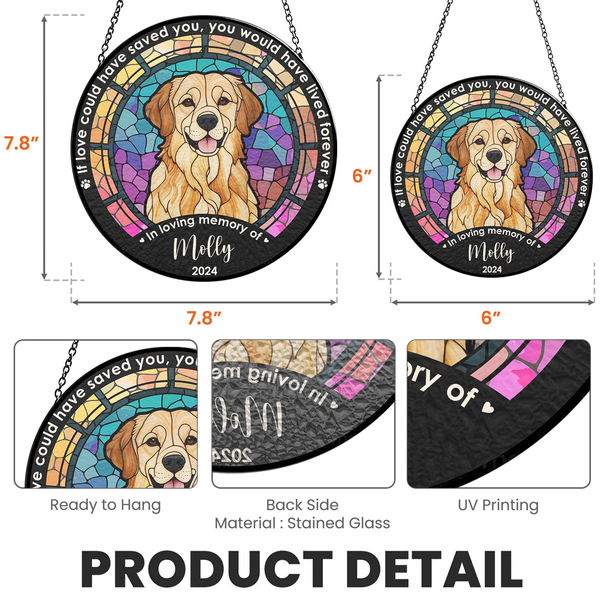 Custom Photo Pet Memorial Gift - Life Is Better With Dog - Personalized Custom Window Hanging Suncatcher - Personalize Memories
