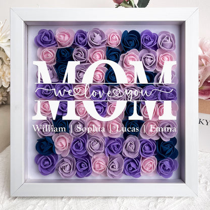 We Love You - Personalized Flower Shadow Box | Gift for Mom & Grandma - Personalize Memories