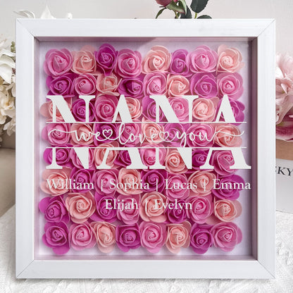 We Love You - Personalized Flower Shadow Box | Gift for Mom & Grandma - Personalize Memories