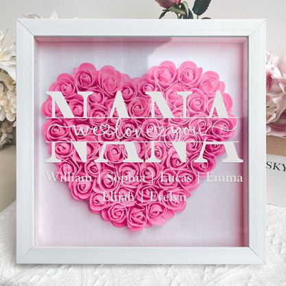 We Love You - Personalized Flower Shadow Box | Gift for Mom & Grandma - Personalize Memories