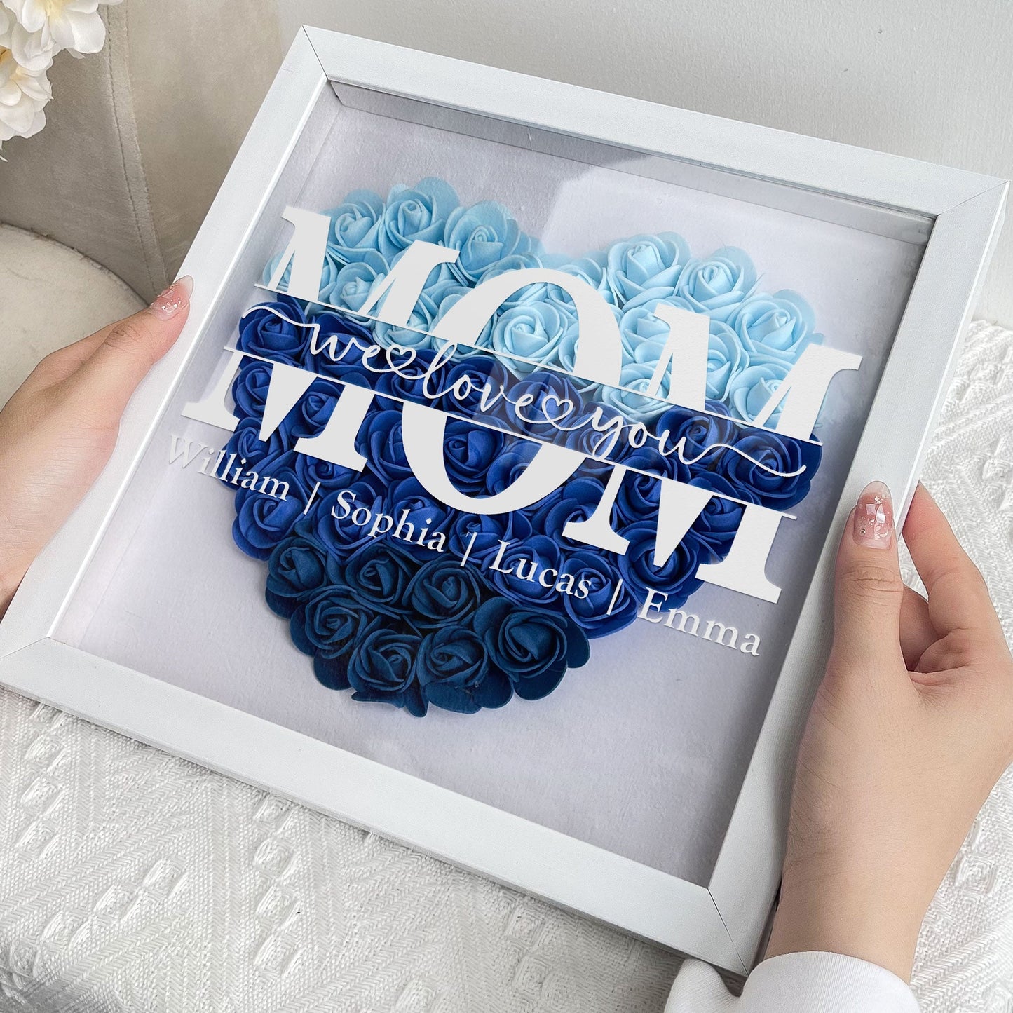 We Love You - Personalized Flower Shadow Box | Gift for Mom & Grandma - Personalize Memories