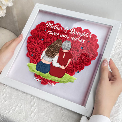 Mother & Daughter Forever Linked Together - Personalized Flower Shadow Box | Mom & Son Gift - Personalize Memories