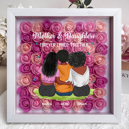 Mother & Daughter Forever Linked Together - Personalized Flower Shadow Box | Mom & Son Gift - Personalize Memories
