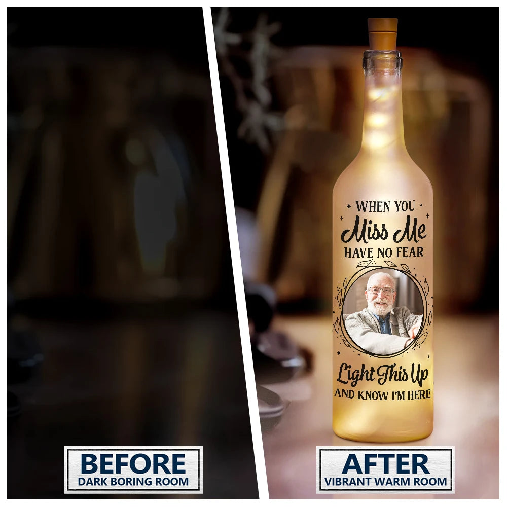 A Star In The Heavens - Personalized Memorial Bottle Light | Custom Photo Sympathy Gift - Personalize Memories