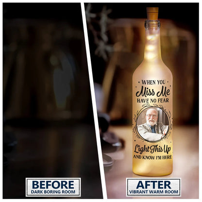A Star In The Heavens - Personalized Memorial Bottle Light | Custom Photo Sympathy Gift - Personalize Memories
