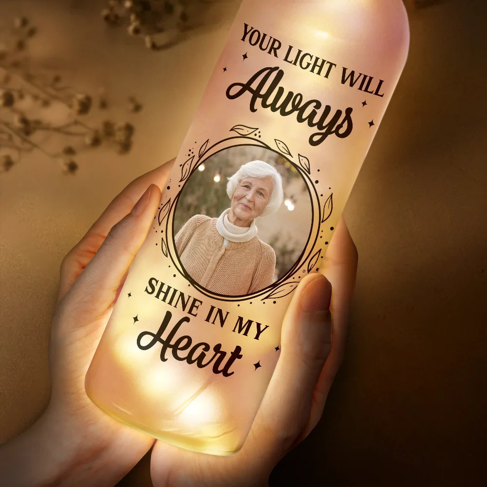 A Star In The Heavens - Personalized Memorial Bottle Light | Custom Photo Sympathy Gift - Personalize Memories