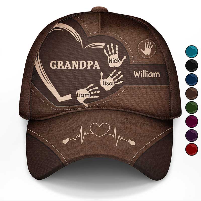 Grandpa & Dad Kids Handprints - Personalized Classic Cap | Gift for Grandfather & Father - Personalize Memories
