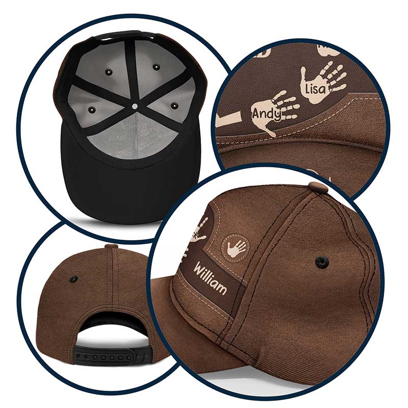 Grandpa & Dad Kids Handprints - Personalized Classic Cap | Gift for Grandfather & Father - Personalize Memories