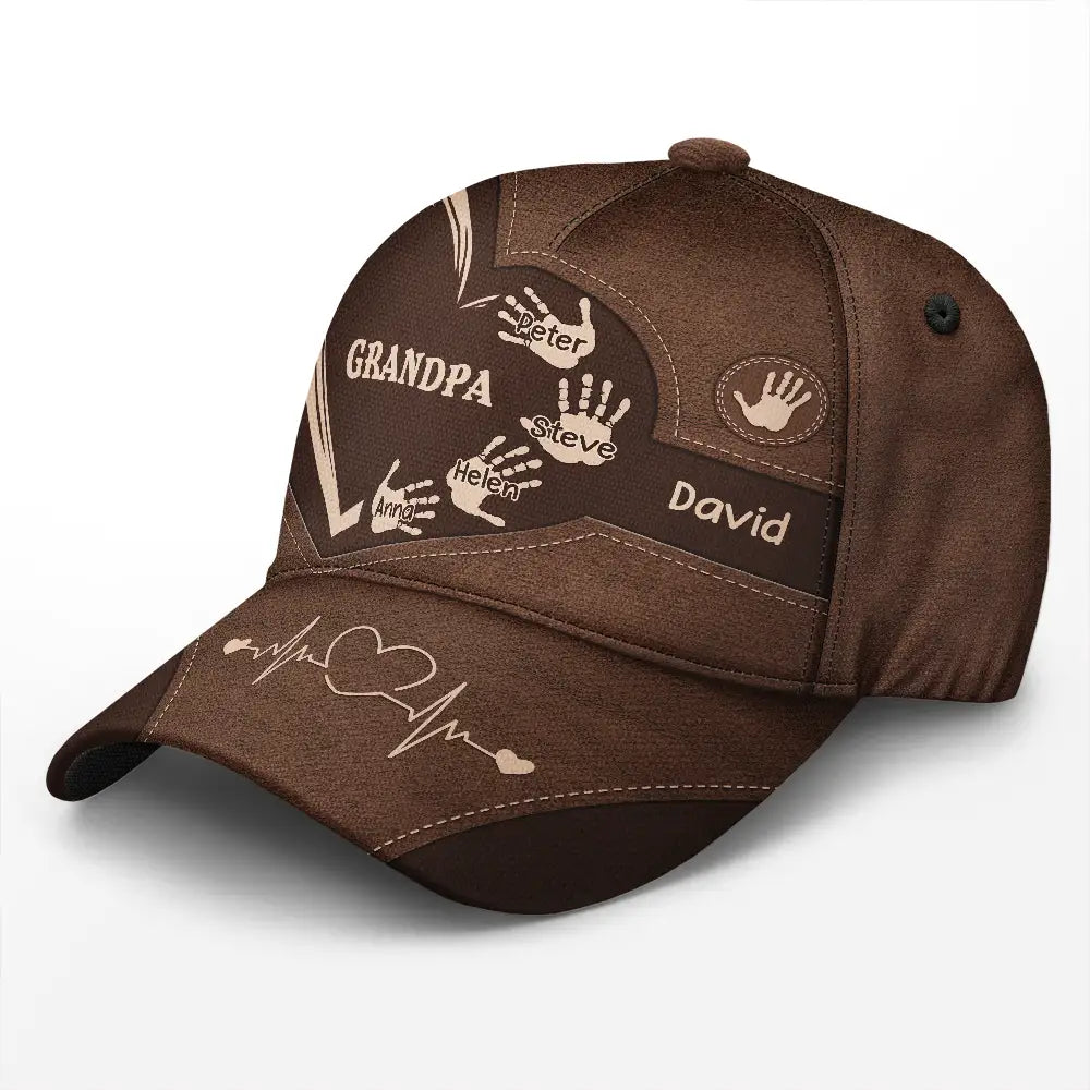 Grandpa & Dad Kids Handprints - Personalized Classic Cap | Gift for Grandfather & Father - Personalize Memories
