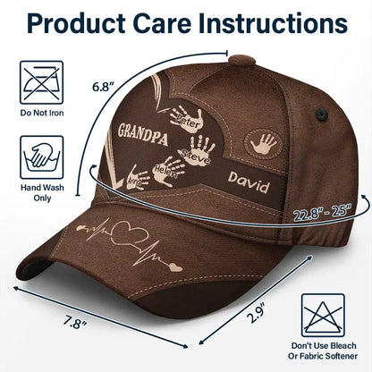 Grandpa & Dad Kids Handprints - Personalized Classic Cap | Gift for Grandfather & Father - Personalize Memories