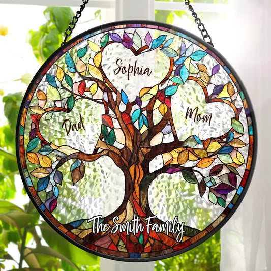 Family Unbreakable Bond Tree Of Life - Personalized Stained Glass Window Hanging Suncatcher - Gift for Family - Personalize Memories